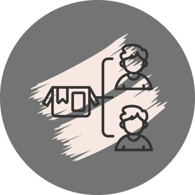 İllüstrasyonda paketleri değiş tokuş eden iki kişi