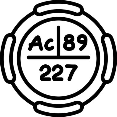 Aktinyum sembolü, periyodik tablonun kimyasal elementi, vektör simgesi