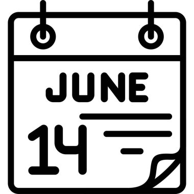 14 Haziran takvim simgesi, vektör illüstrasyonu                    