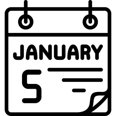 5 Ocak takvim simgesi, vektör illüstrasyonu               