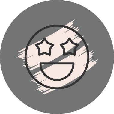 Gülen yüz, yıldız gözlü ve dairesel arkaplan