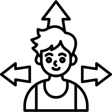 Çocuk farklı yönlü oklar arasında seçim yapıyor