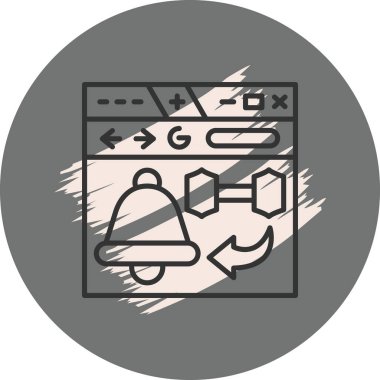 Web tarayıcı ögelerine sahip uyarı çanı simgesi