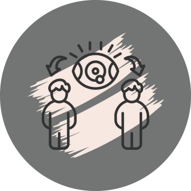 Sembolle fikir alışverişinde bulunan iki figür.