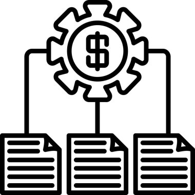 Dolar işareti ve belgelere bağlı dişli