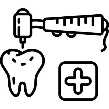 Tıbbi sembollü diş ve diş aletleri