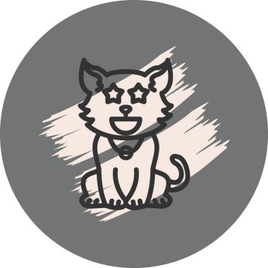 Başrolde oturan kedi. Basit grafik gösterimi.