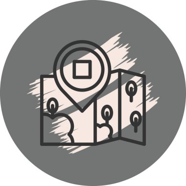 Konum iğnesi ve ağaçlara sahip simgeyi haritala