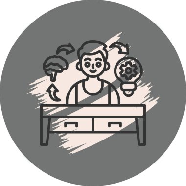 Çocuk masa başında yaratıcı düşünüyor.