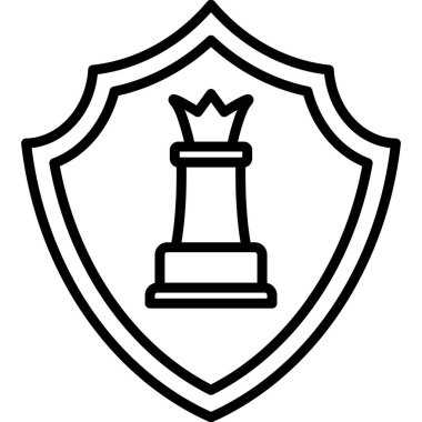 Koruyucu bir kalkan amblemi içerisindeki satranç kraliçesi taşının basit bir çizgisi..