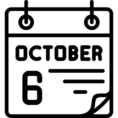 6 Ekim takvim simgesi, vektör illüstrasyonu           