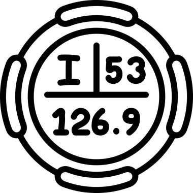 İyot sembolü, periyodik tablonun kimyasal elementi, vektör simgesi