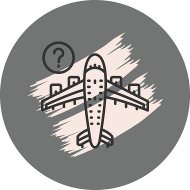 Seyahat uygulamaları veya web sayfaları için uygun soru işareti olan basit bir çizgi çizimi.