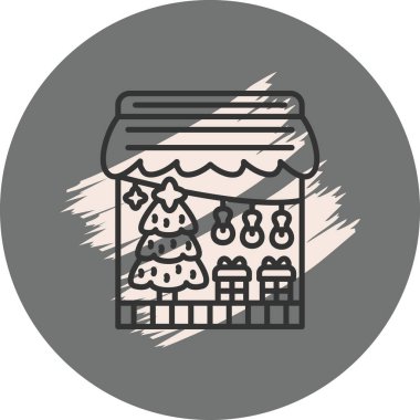 Dükkanın önünde Noel ağacı hediyeleriyle süslenmiş.