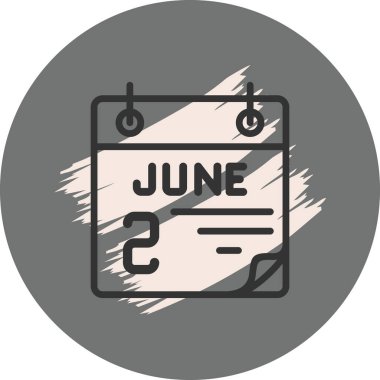 2 June Icon On Round Grey Background 