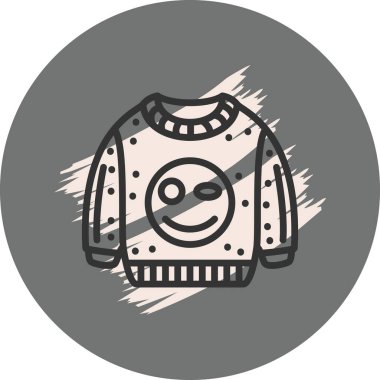 Kumaş üzerinde gülen yüz tasarımı olan süveter