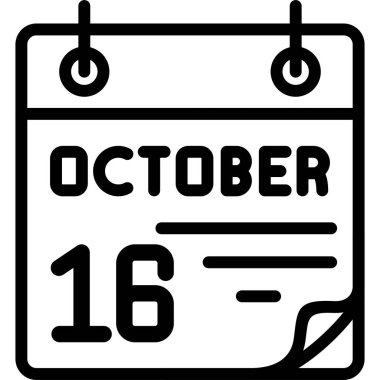 16 Ekim takvim simgesi, vektör illüstrasyonu                