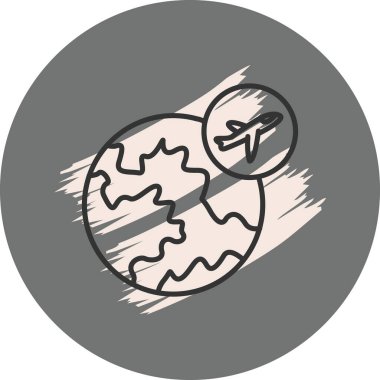 Havada uçan uçak stilize edilmiş dünya çizimleri