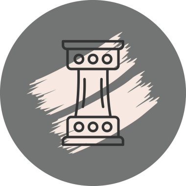 Dairesel dekoratif desenlere sahip tek bir mimari sütun kaidesinin minimalist çizgi simgesi.