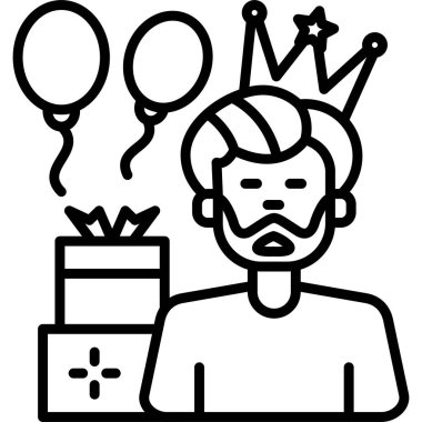 Adam doğum gününü balonlarla ve hediyelerle kutluyor.