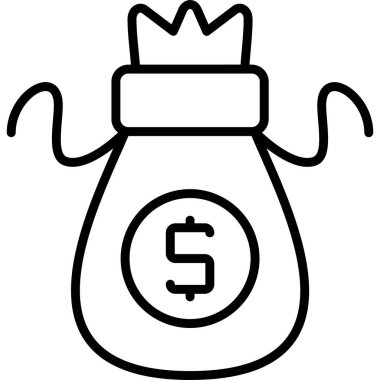 Dolar işareti illüstrasyonlu para çantası simgesi