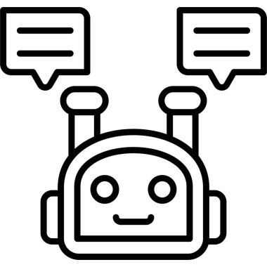 Konuşma baloncukları ile gülümseyen robot karakter