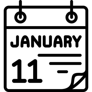 11 Ocak takvim simgesi, vektör illüstrasyonu               