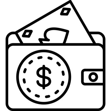 Poker Cüzdanı Hattı Simgesi Beyaz Arkaplanda İzole Edildi