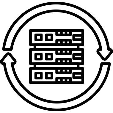 Çevresinde dairesel oklar olan üç sunucu rafı