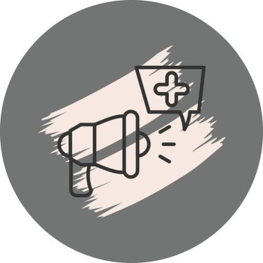 Konuşma baloncuklu megafon ve artı işareti