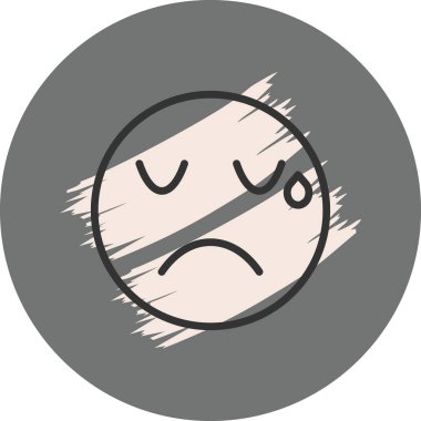 Gözyaşı ve gri arkaplan ile üzgün yüz