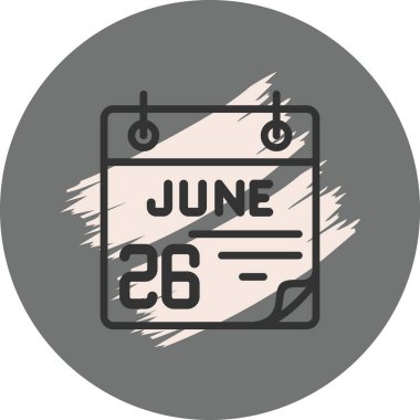 26 June Icon On Round Grey Background 