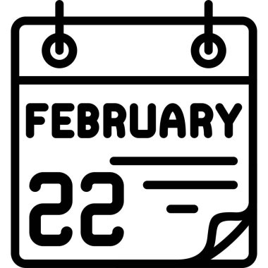 22 Şubat takvim simgesi vektör illüstrasyonu 
