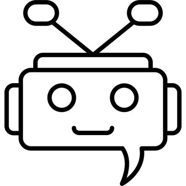 Antenli ve gülümseyen basit robot yüz.