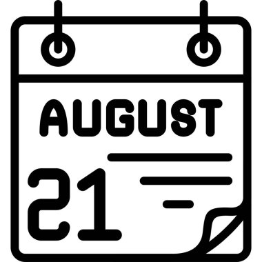21 Ağustos takvim simgesi, vektör illüstrasyonu              