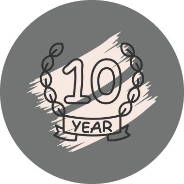 Dekoratif çelenkli 10. yıl dönümü rozeti