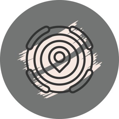 Gri arkaplanda dairesel harita pin simgesi