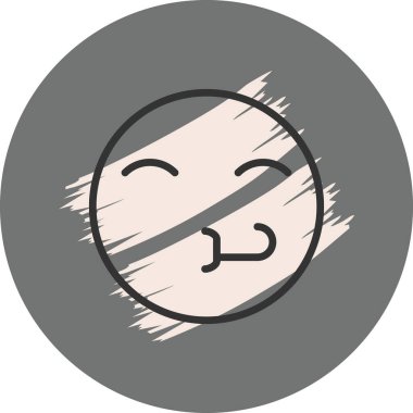 Gülümseyen yüz, kapalı gözler ve kızarma.