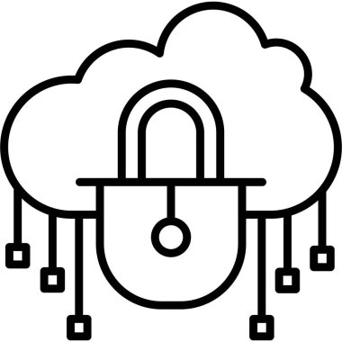 Uygulamalar veya web sayfaları için merkezi asma kilit ve bağlantı düğümlerine sahip bir bilgisayar güvenlik simgesi.