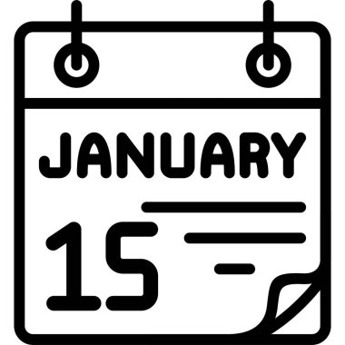 15 Ocak takvim simgesi, vektör illüstrasyonu               