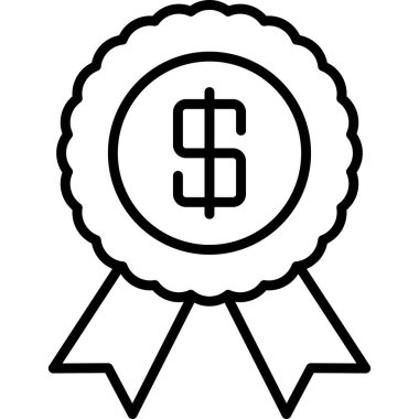 Siyah ve beyaz dolar işareti ödül kurdelesi