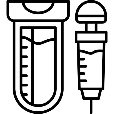 İçinde sıvı olan şırınga ve test tüpü