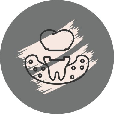 Kalp ve dişi olan basit bir diş simgesi