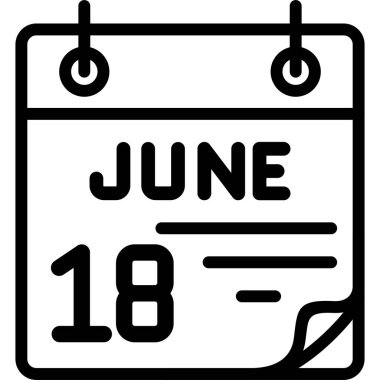 18 Haziran takvim simgesi, vektör illüstrasyonu                    