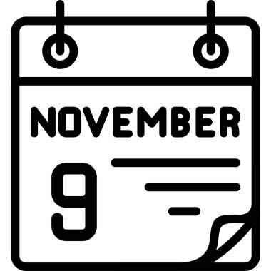 9 Kasım takvim simgesi tasarımı, vektör illüstrasyonu