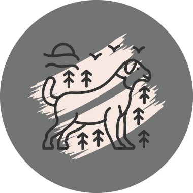 Ayakta duran bir köpeğin tek çizgi tarzı ikonu. Basit grafik gösterimi.