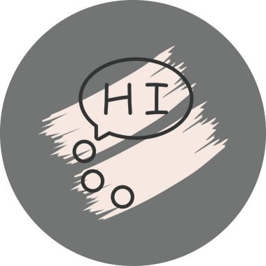 Konuşma balonu fırça darbeleriyle merhaba diyor.