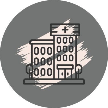 Çapraz sembollü basit bir hastane binası.