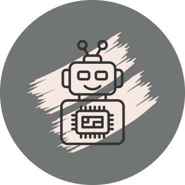 Gülen suratlı basit bir robot karakter.