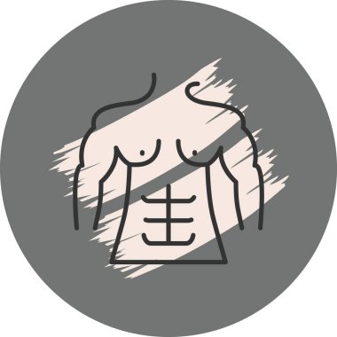 Kaslı erkek gövdesinin basit çizimi